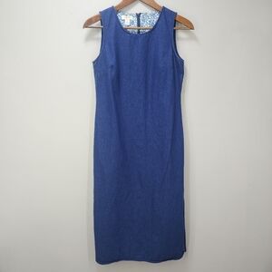 90's Vintage Talbots Chambray Sleeveless Midi Dress
